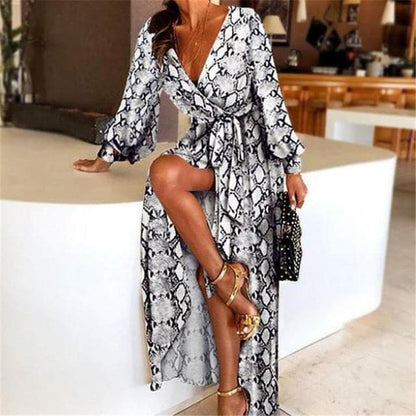 DressBetty - Women  Boat Neck Glitter Deep V Neck Print Party Dress