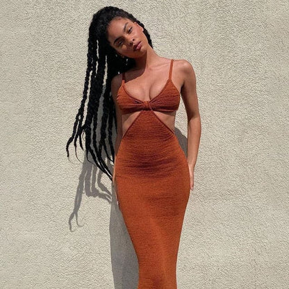 DressBetty - Spaghetti Strap  Backless Maxi Dress