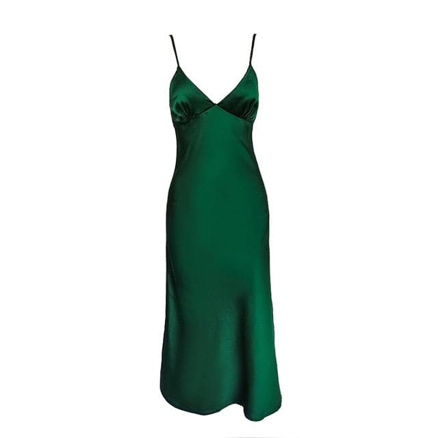 DressBetty - Women Satin Deep V Neck  Dress