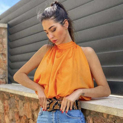 DressBetty -  Crop Halter Sleeveless Blouses