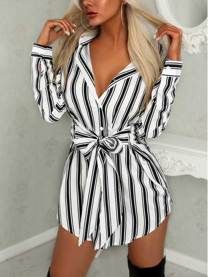 DressBetty - Fashion Long Sleeve Button  Mini Dress