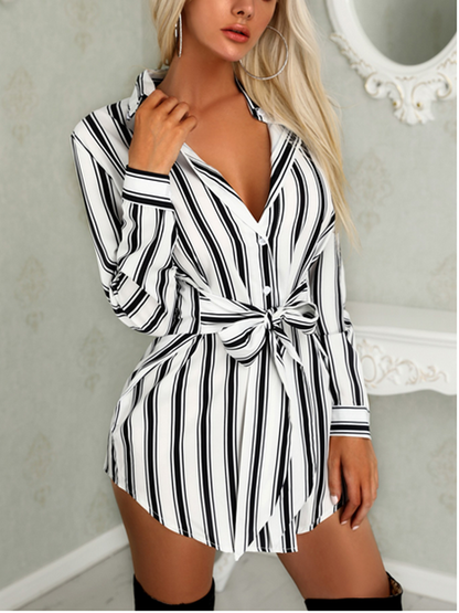 DressBetty - Fashion Long Sleeve Button  Mini Dress