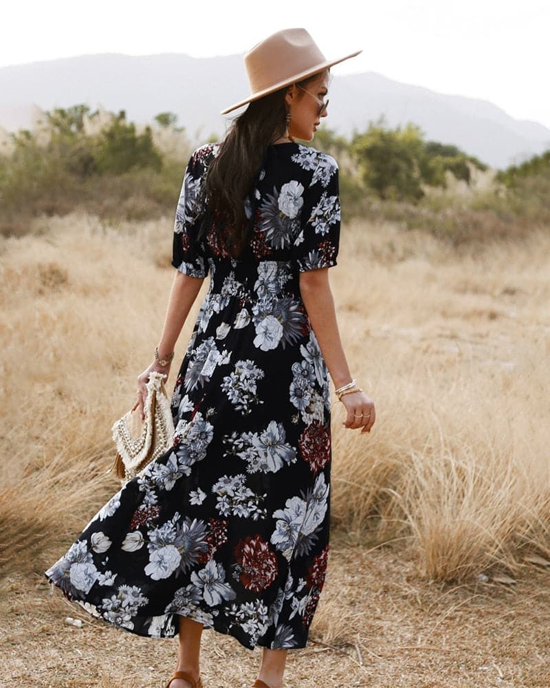 DressBetty - Beach Boho Print  Maxi Split Dress