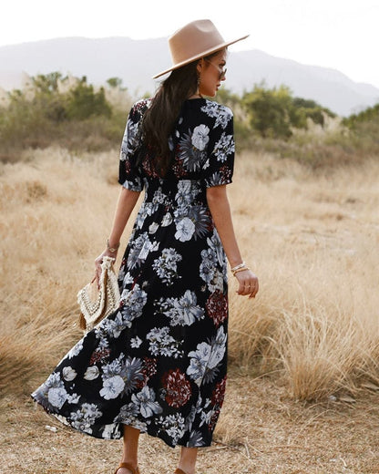 DressBetty - Beach Boho Print  Maxi Split Dress