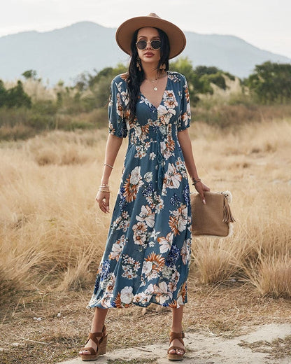 DressBetty - Beach Boho Print  Maxi Split Dress