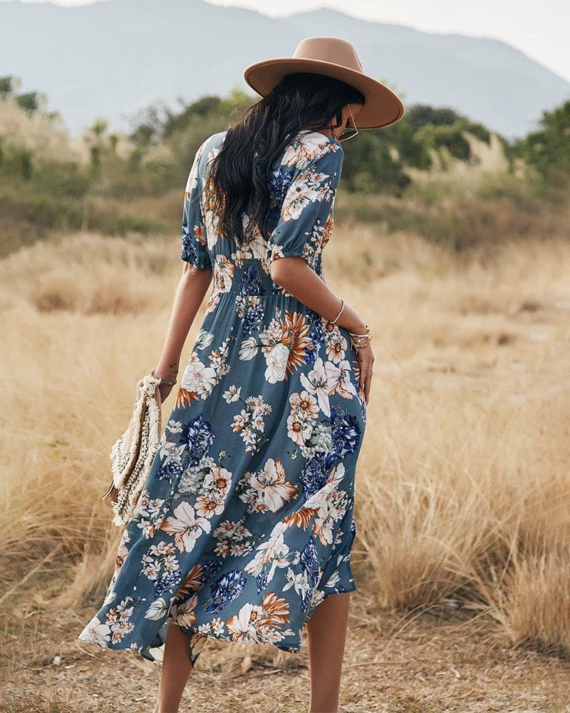 DressBetty - Beach Boho Print  Maxi Split Dress