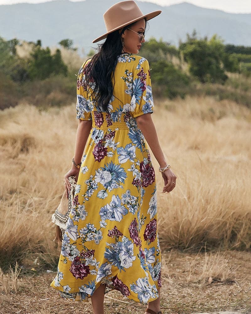 DressBetty - Beach Boho Print  Maxi Split Dress
