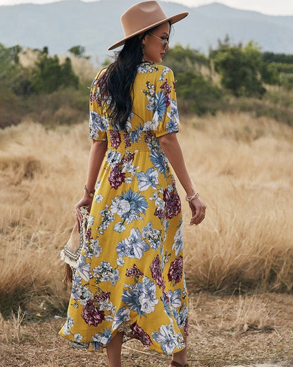 DressBetty - Beach Boho Print  Maxi Split Dress