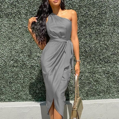 DressBetty - Women's  Off Shoulder Slanted Shoulder Dress