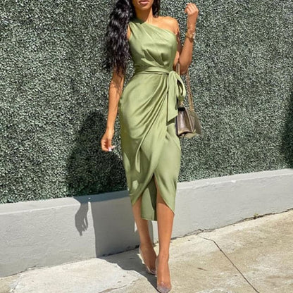 DressBetty - Women's  Off Shoulder Slanted Shoulder Dress