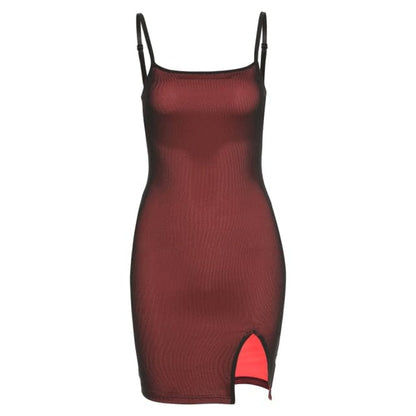 DressBetty - Mesh Double Layer  Skinny Dress Women Sleeveless Party Bodycon Bandage Elastic Split Trend Clubwear Slim Outfit