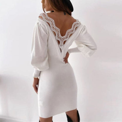 DressBetty - Women's Backless Knit Sleeveless  Sweater Dress