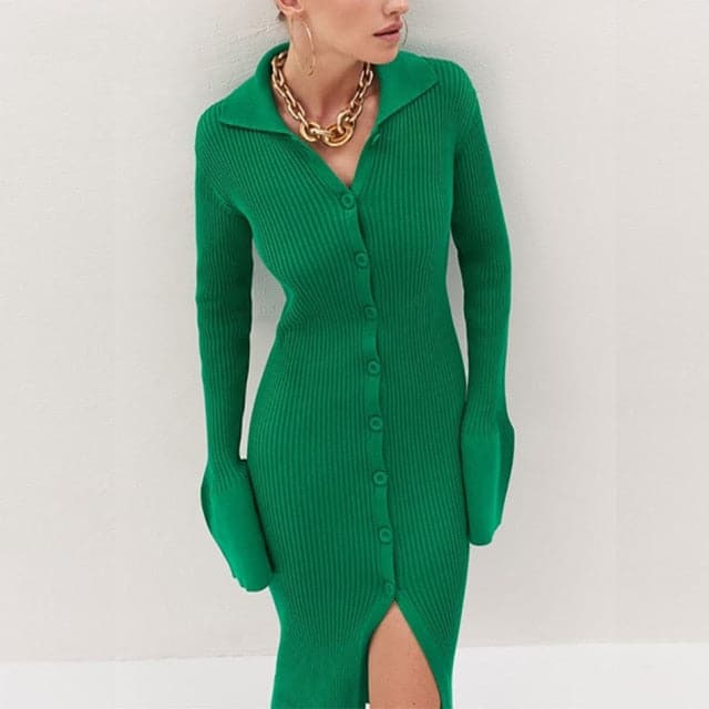 DressBetty - Knitted  V Neck Dress Sweater