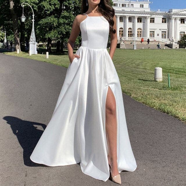 DressBetty - Women  Sequin Cross One Shoulder Dress Elegant Ladies Wedding Guest Dress Party Bridesmaid Infinity White Robe Longue Femme