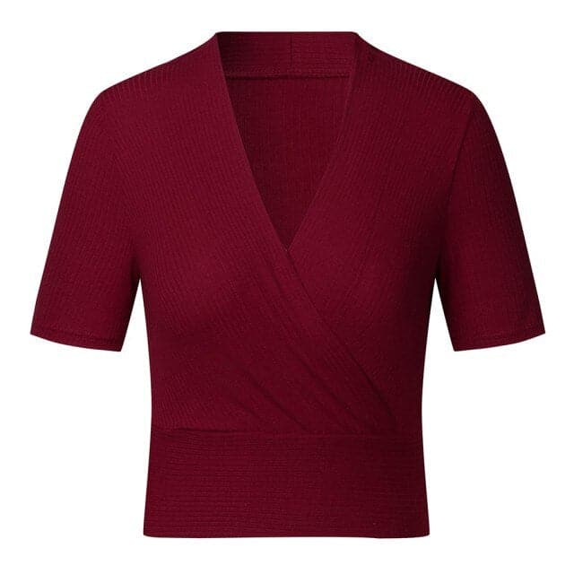 DressBetty - Womens Summer  Casual Solid Deep V Neck Blouse Tops