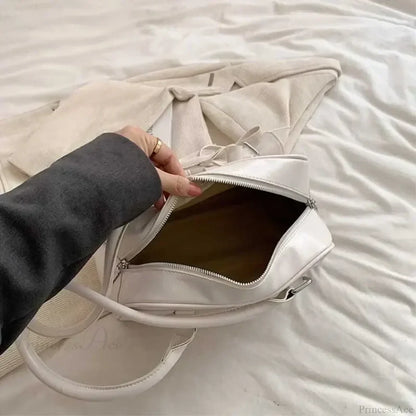 PU Leather Bow Shoulder Handbag