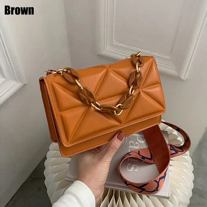PU Leather Metal Chain Crossbody Bag