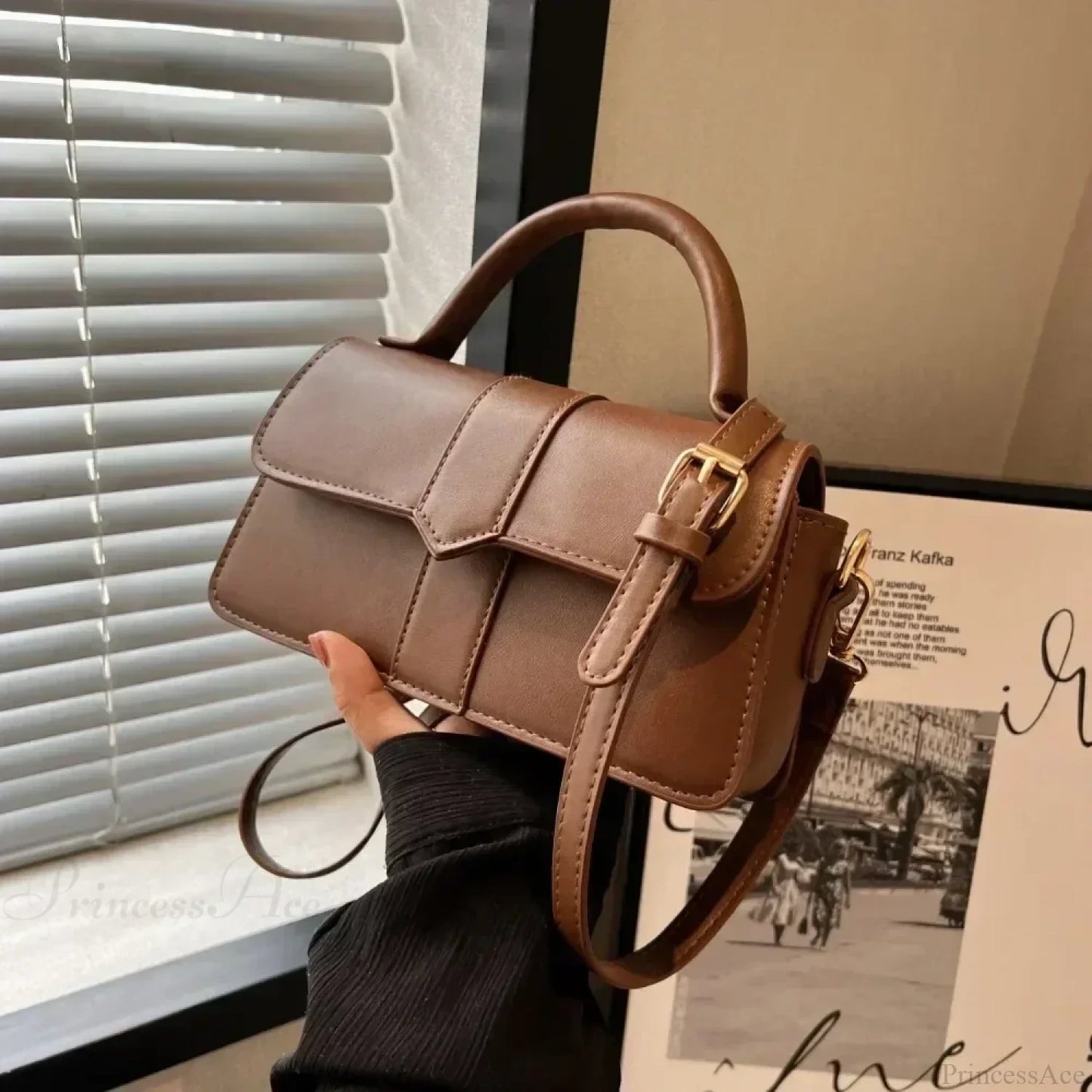 PU Leather Vintage Crossbody Underarm Satchel Women Handbag