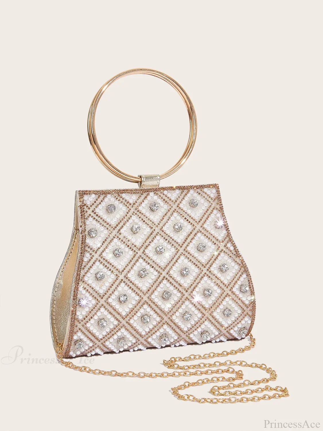 PU Rhinestone Clutch Bag for Women Party Wedding Fashion