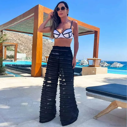 Conjunto de bikini push-up con traje de baño de lino de tres piezas