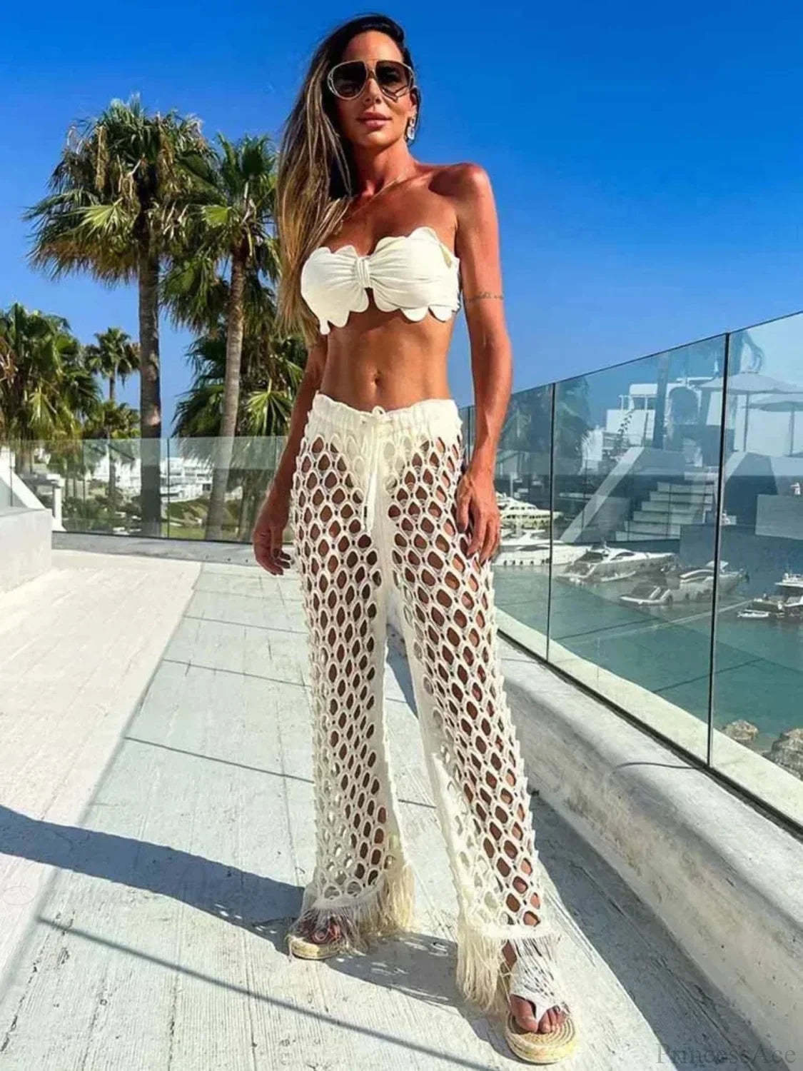 Conjunto de bikini push-up con traje de baño de lino de tres piezas