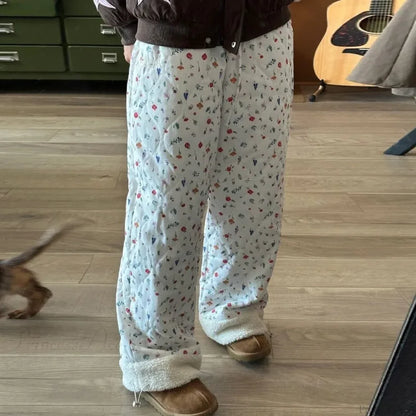 Quilted Brushed Winter Pants Y2K Pants