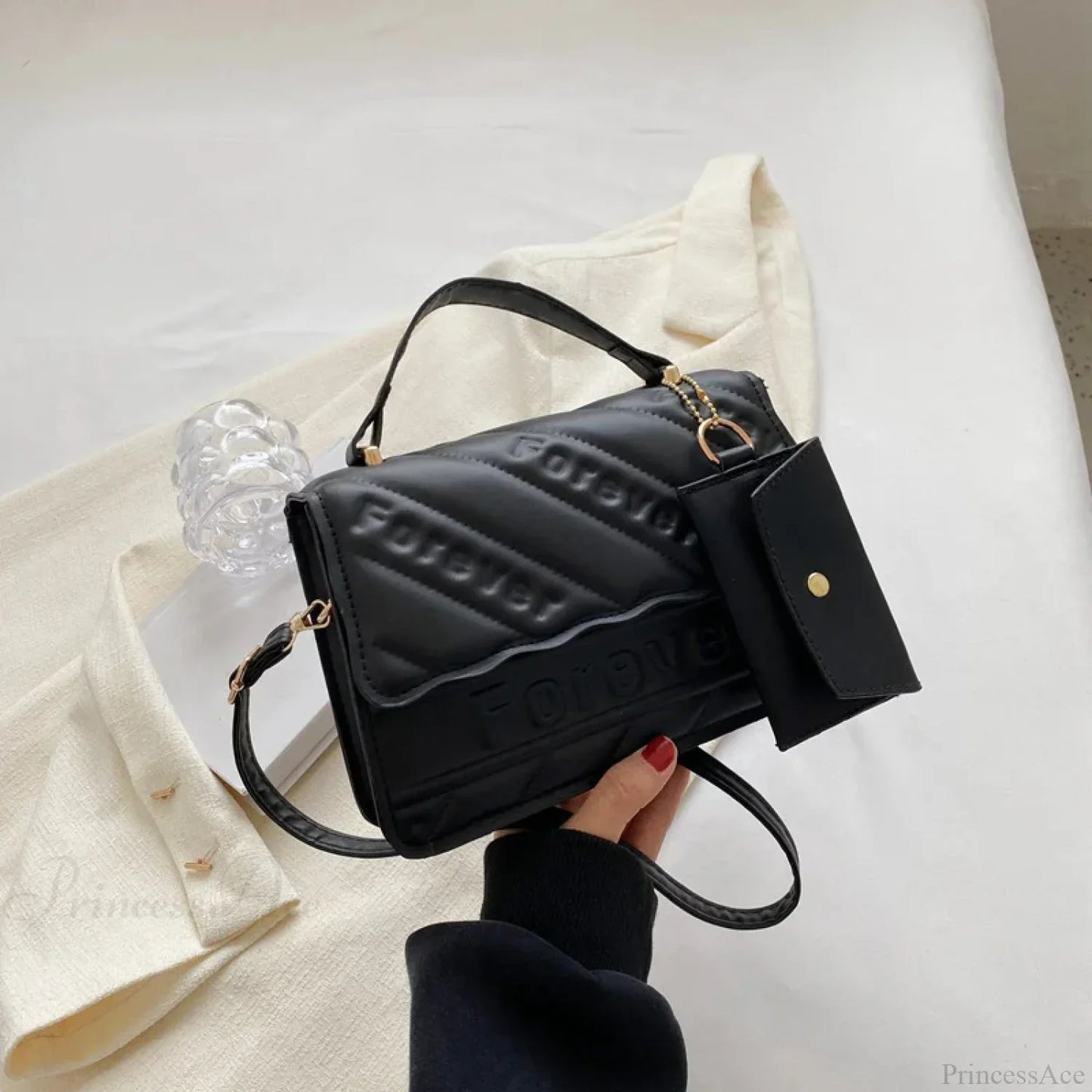 Quilted PU Leather Small Crossbody Handbag