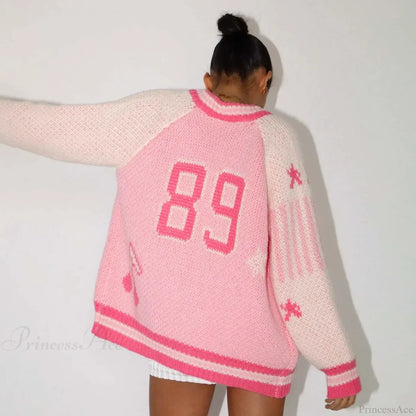 Rainbow Y2K Streetwear Knit Cardigan