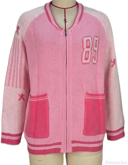 Rainbow Y2K Streetwear Knit Cardigan