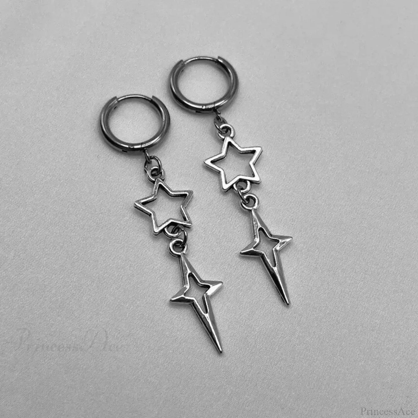 Rebel Celestial Cross Silver Empty Heart Earring