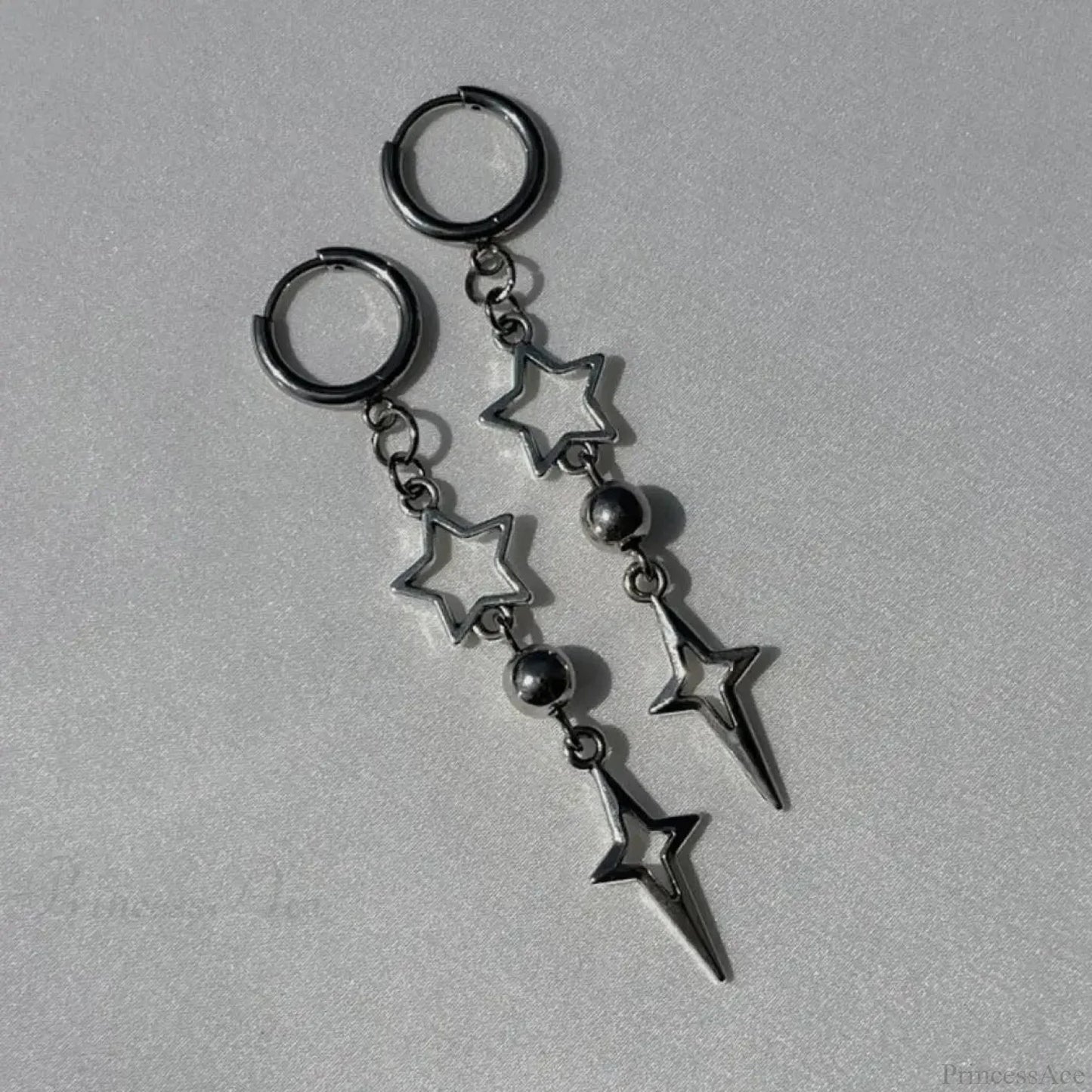 Rebel Celestial Cross Silver Empty Heart Earring