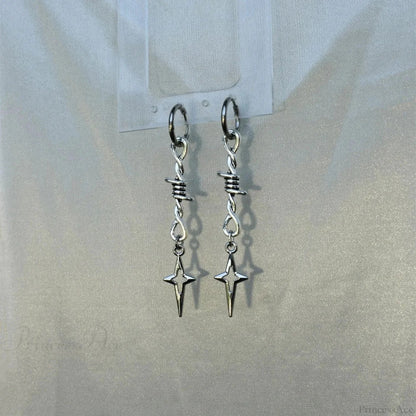 Rebel Celestial Cross Silver Empty Heart Earring