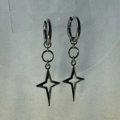Rebel Celestial Cross Silver Empty Heart Earring