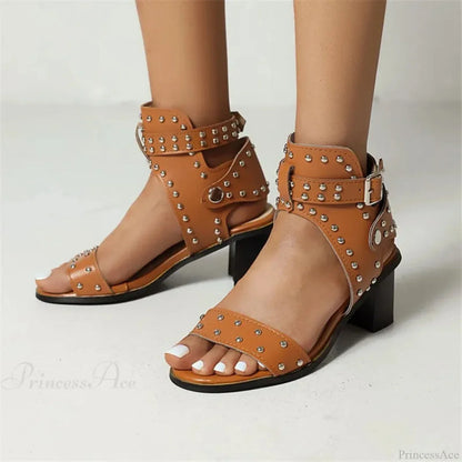 Rebellious Dark Rivet Tall Heel Sandal