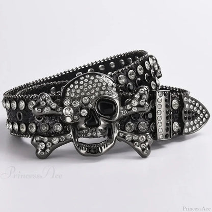Rebellious Dark Skull Diamond Rhinestone Belt