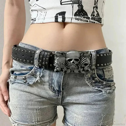 Rebellious Dark Skull Hand Leather Belt