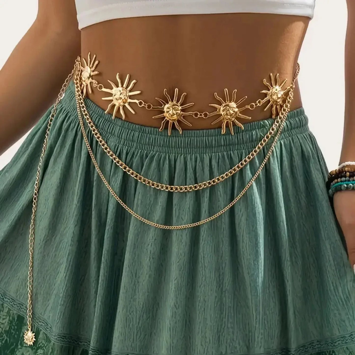 Rebellious Dark Urban Layered Waist Chain Belt