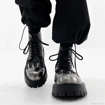 Rebellious Platform Ankle Gothic Motorcycle Boot