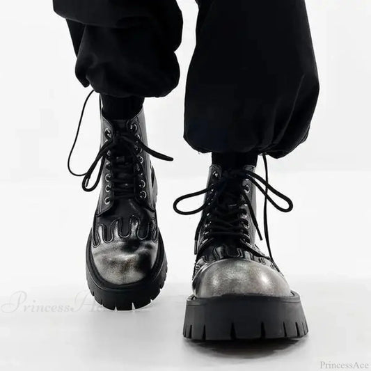 Rebellious Platform Ankle Gothic Motorcycle Boot