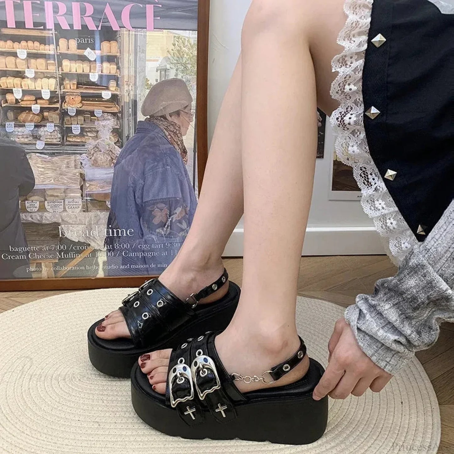 Rebellious Rivet Platform Gothic Sandal