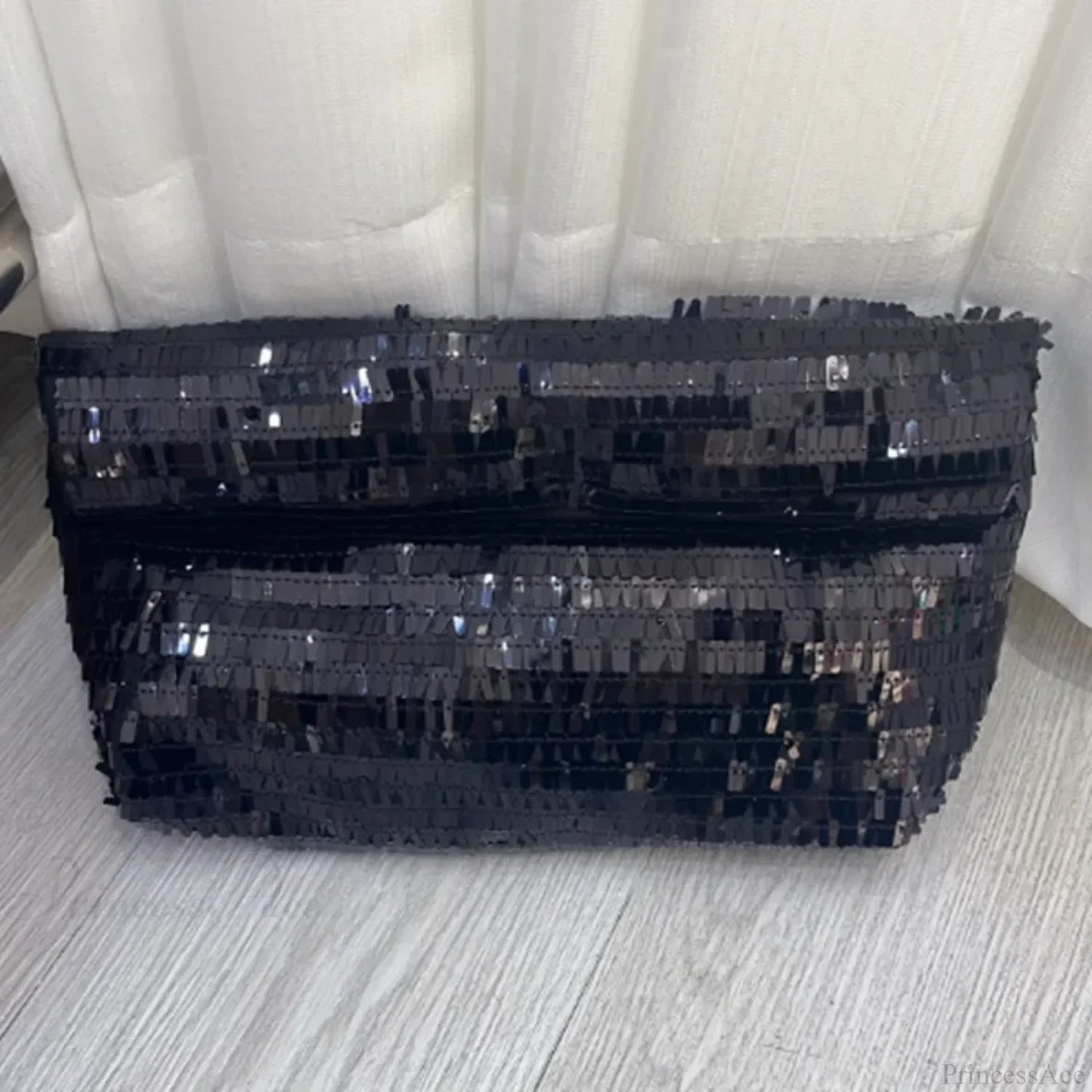Red Sequin Leather Clutch Bag Wristlet