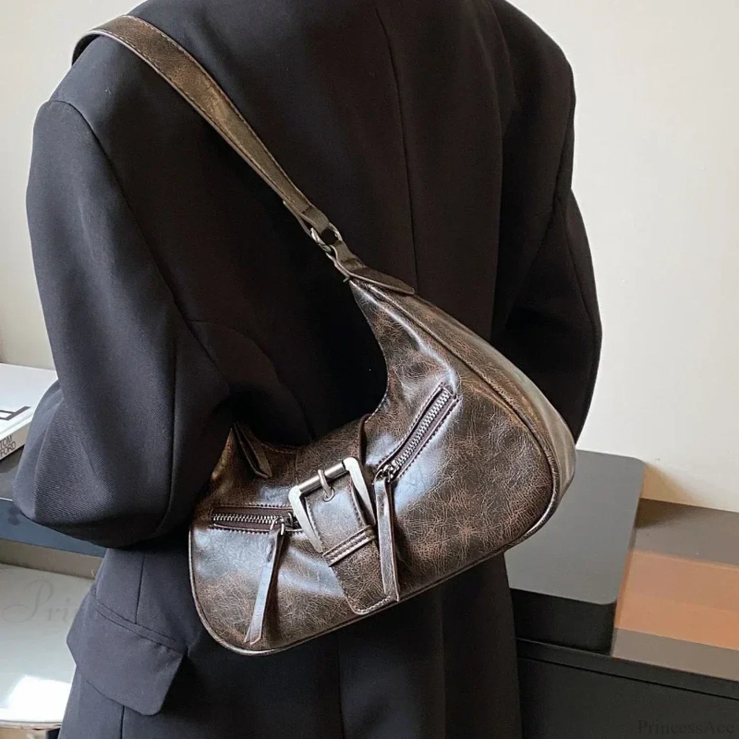 Retro Belt Design PU Leather Shoulder Bag