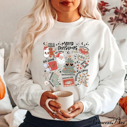 Retro Cheerful Aesthetic Santa Warm Hoodie