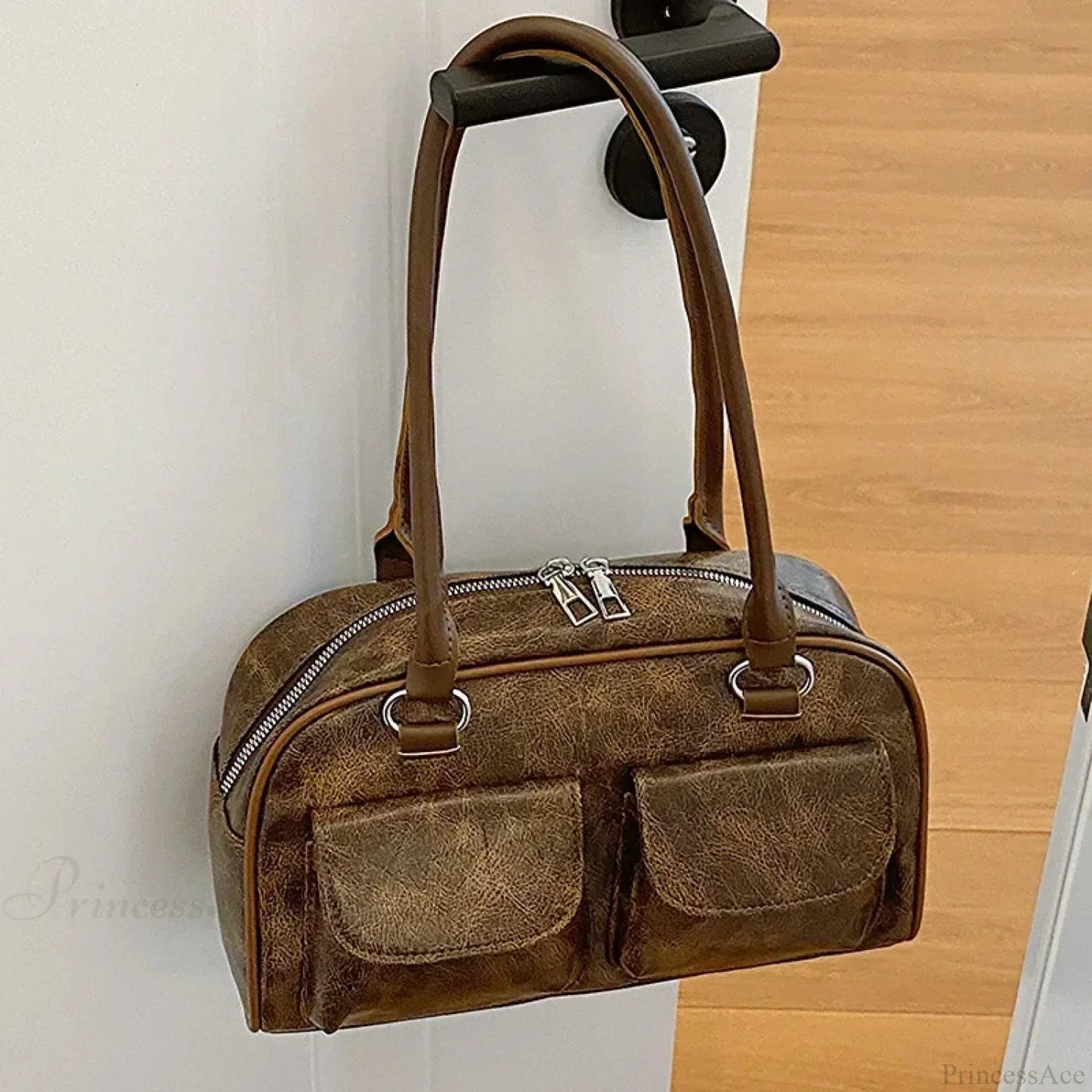 Retro Double Pockets Small Shoulder Bag
