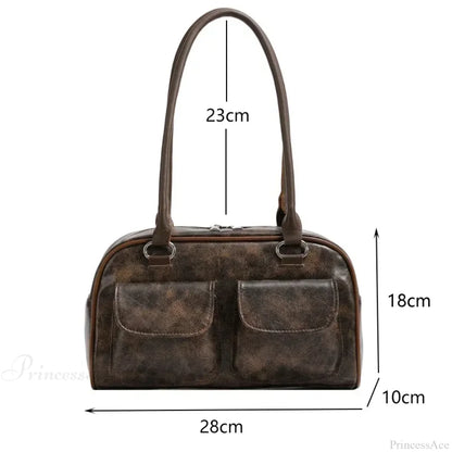 Retro Double Pockets Small Shoulder Bag