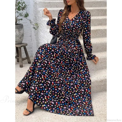 Retro Floral Print A-line Boho Dress