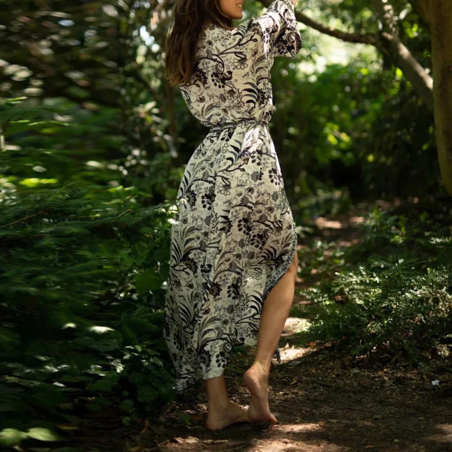 Retro Floral V-Neck Beach Cover Up