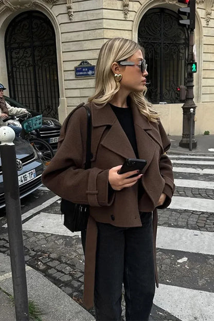 Retro Lapel Woolen Coat