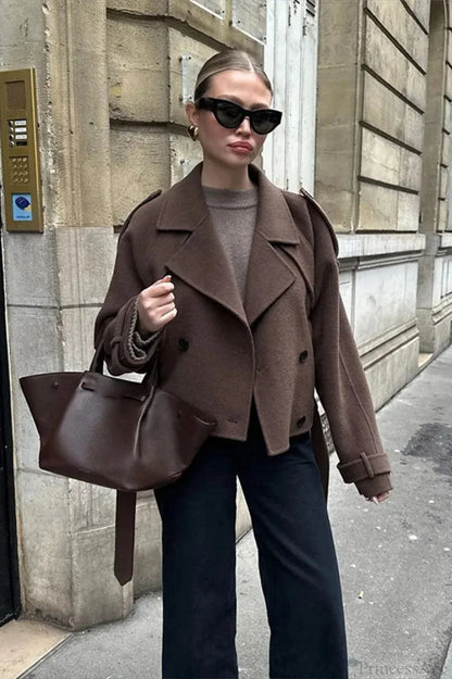 Retro Lapel Woolen Coat