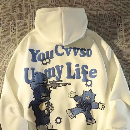Retro Large Size Gothic Print Hoodie